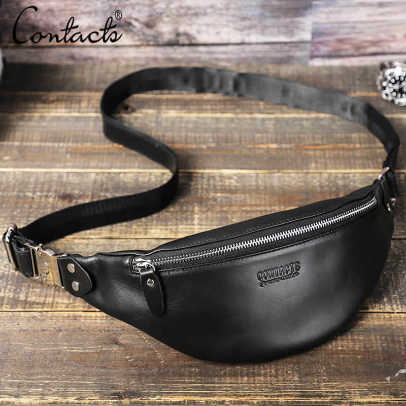 Saddle Bag Leather - CONTACT'S Men Waist Packs Genuine Leather