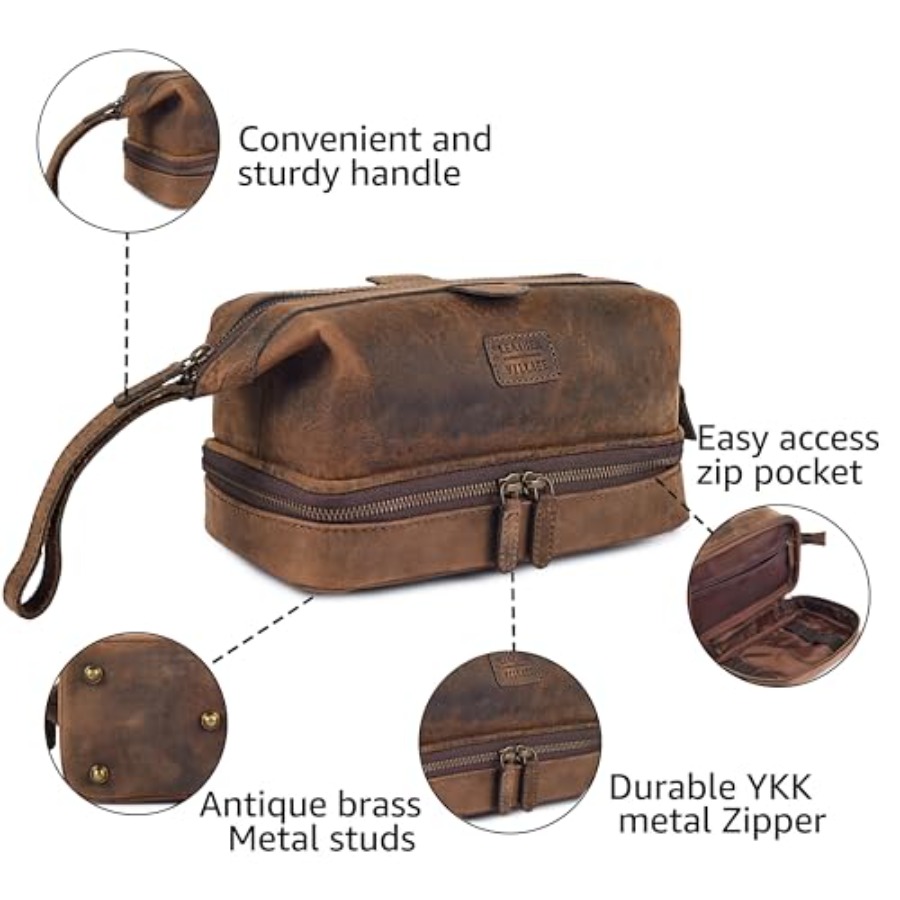 Genuine Leather Dopp Kit Large - đánh giá và giá Women Bags Leather