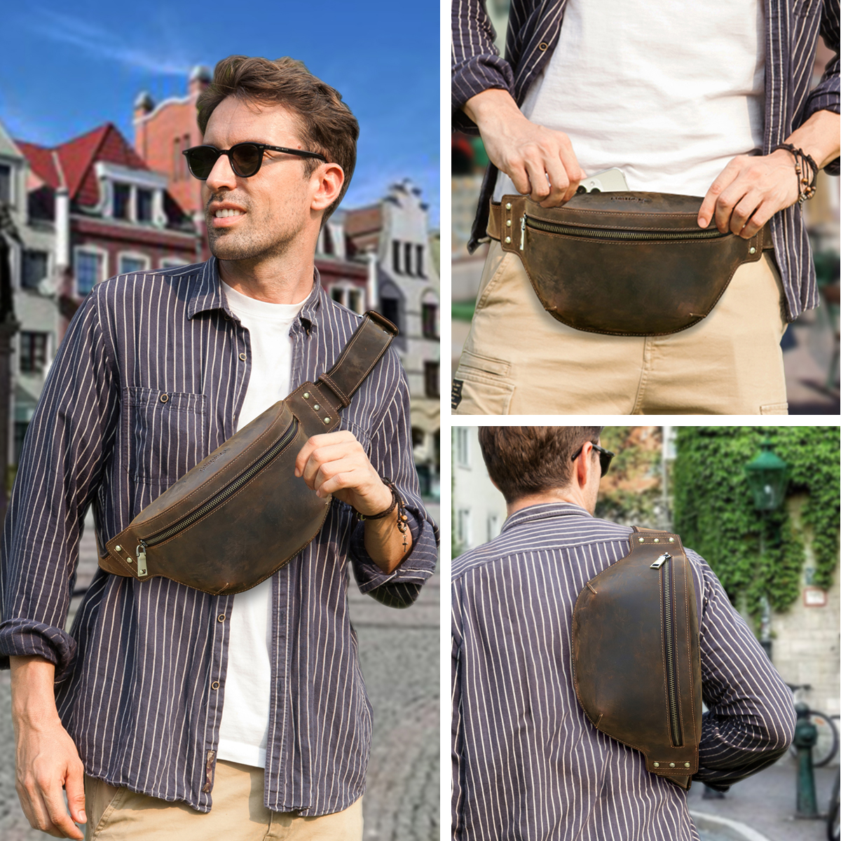 CONTACT'S Genuine Leather Wais - đánh giá và giá Saddle Bag Leather