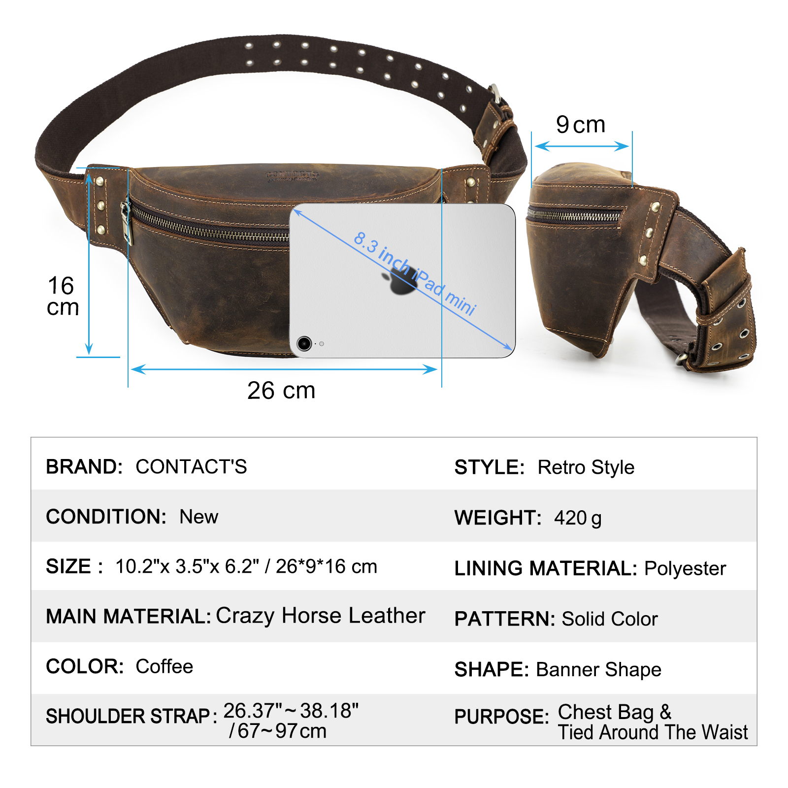 CONTACT'S Genuine Leather Wais - đánh giá và giá Saddle Bag Leather