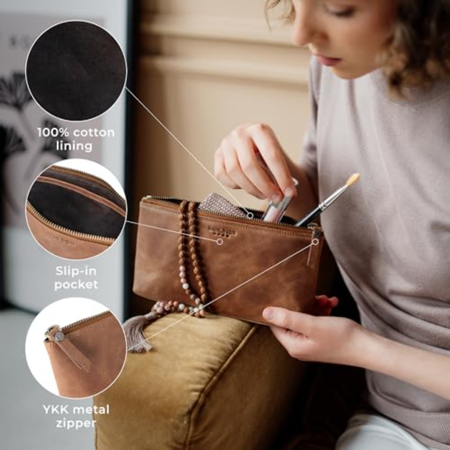 Vintage Genuine Leather Makeup - đánh giá và giá Women Bags Leather